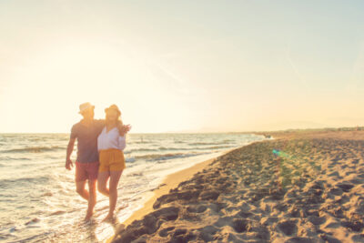 couple walking on beach