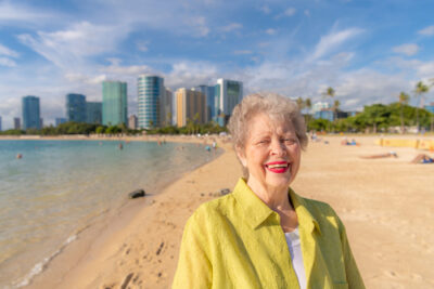 older woman at beach 