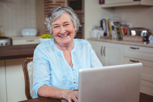 older woman at laptop