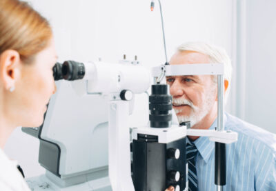 A man receiving an eye exam