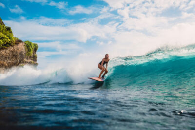 woman surfing