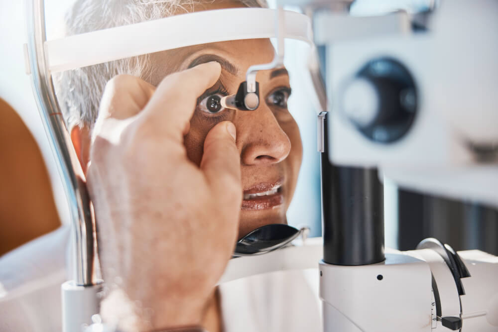 Elderly Woman Taking an Eye Exam